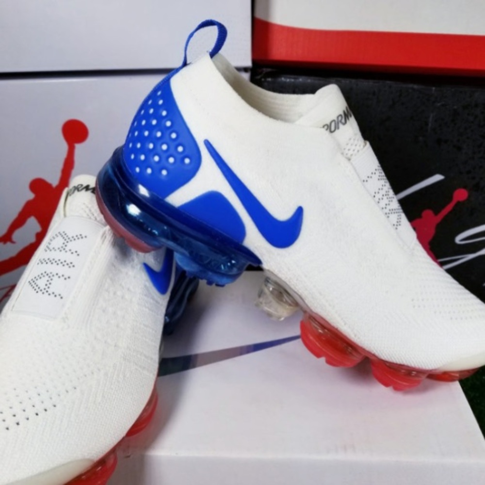 Nike air max vapormax laceless red white blue moc 2 men sneakers - Picture 4 of 6